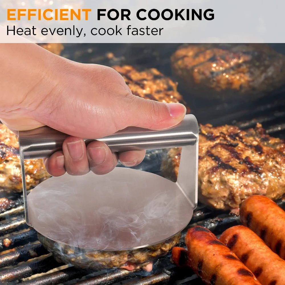 Hamburger Press Stainless Steel Smash Burger Press Patties Meat Masher Circular Meat Press Mold for Deli Meats Kitchen Gadgets