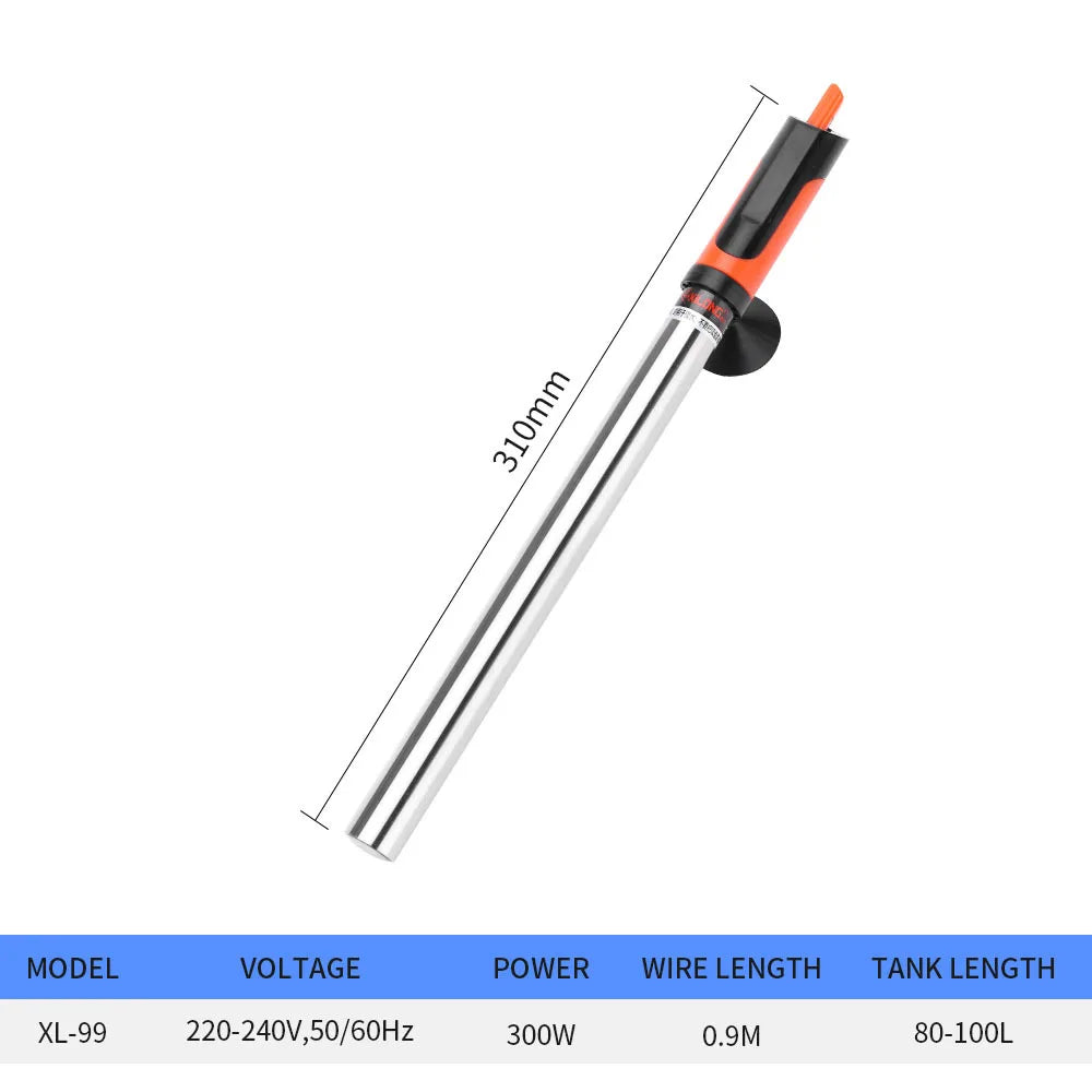 Aquarium Heater Rod Stainless Steel Adjustable 17-35 Degree Celsius to Control Temperature Heat Water for Fish Tank 50W~500W