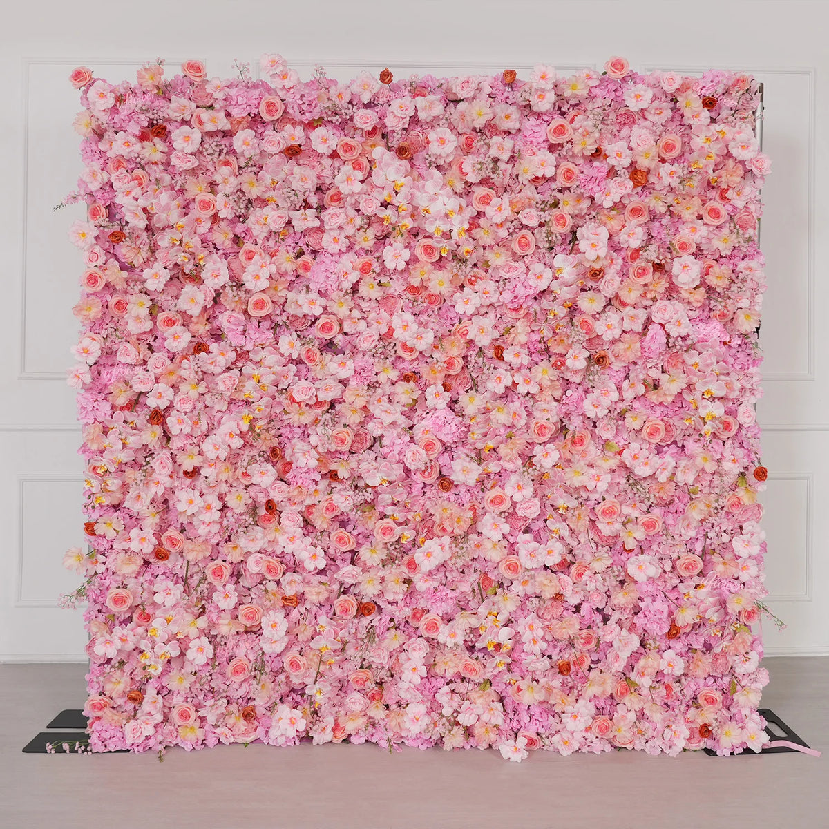 Uflower Pink Peony Rose Cloth Artificial Flower Wall Wedding Backdrop Decor Curtain Hanging Fabric Floral Wall Event Party Props