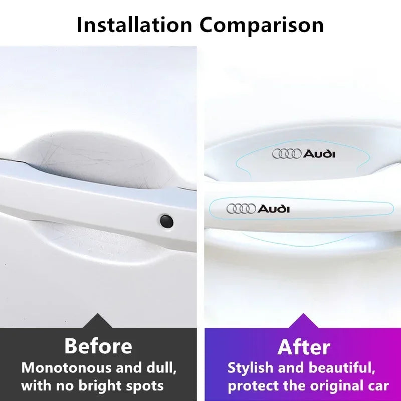 8pcs Car Door Bowl Door Handle Anti Scratch Sticker Auto TPU Transparent Protective Film for Audi A3 A4 A5 A6  A7 A8 Q3 Q5 Q7 S3