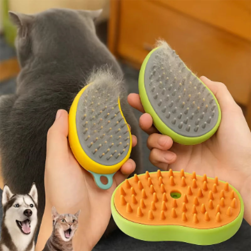 Steam Hair Removal Brush Electric Spray Cat Hair Brush Three in One Silicone Brush Used to Massage Pets Remove Floating Hairs