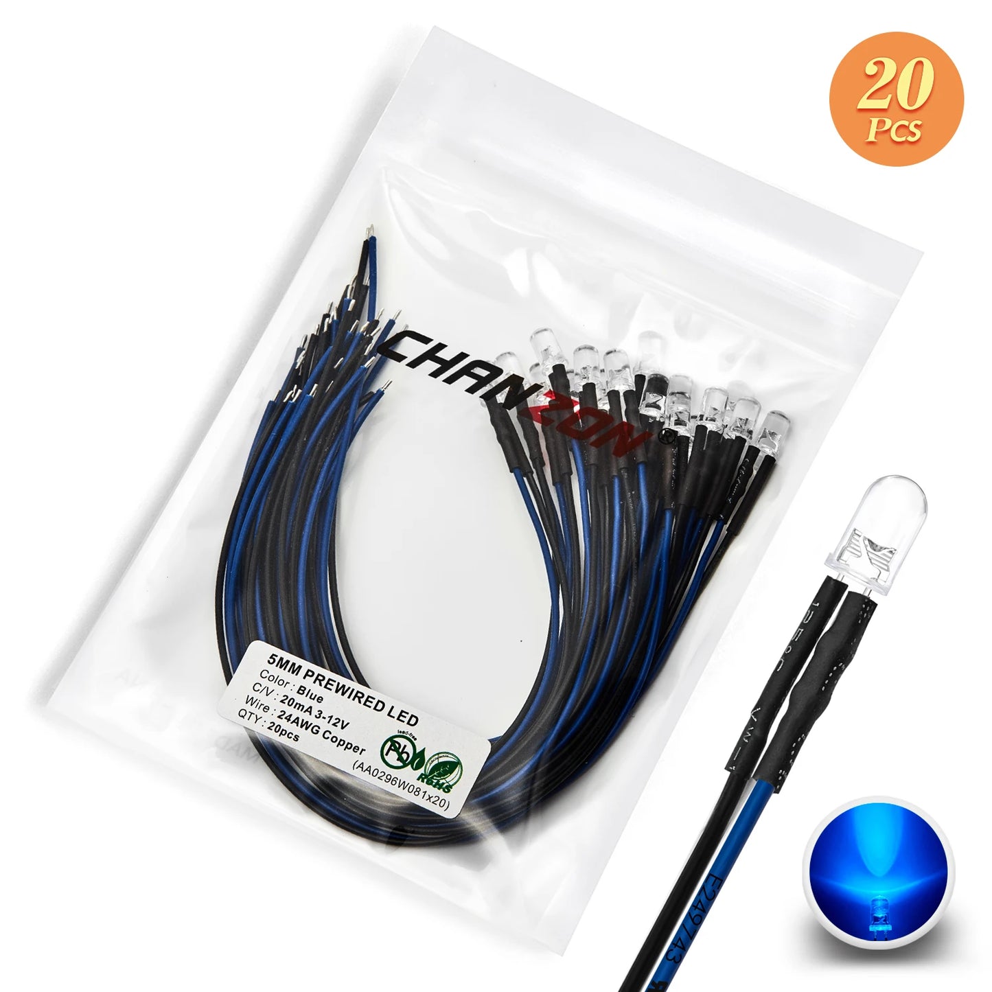 12V 5mm LED Diode Kit Warm White Red Green Blue Yellow Orange UV Purple Pink Prewired 5 9 12 V Light Emitting Indicator RC Lamp