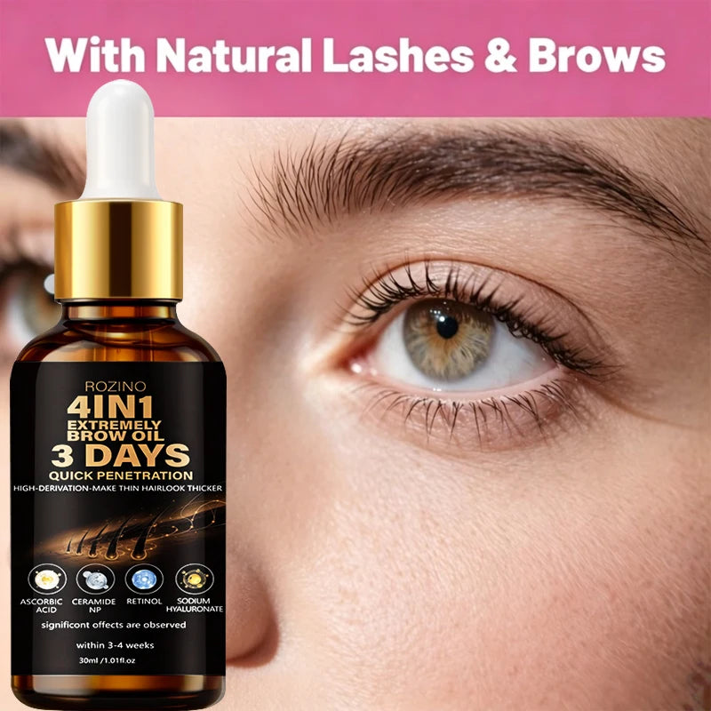30ml Four-In-One Moisturizing Extreme Eyebrow and Eyelash Serum, Instantly Nourishes Eyebrows and Eyelashes, Making Them Longer and More Curled, Significantly Enhancing Thickness and Curl, Safe Multi-Effect Formula, Quickly A