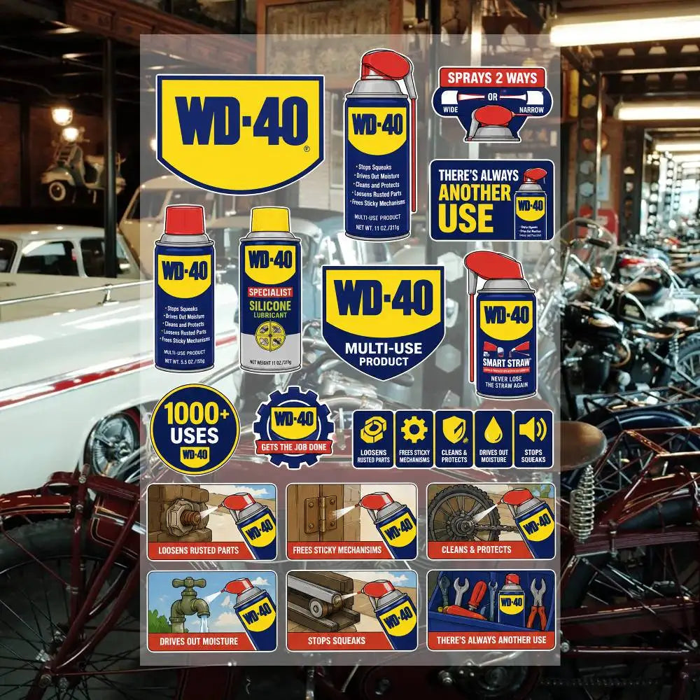 W-D-40 Waterproof Vinyl Stickers for Car Motorcycle Bike Skateboard Laptop Bottle Phone