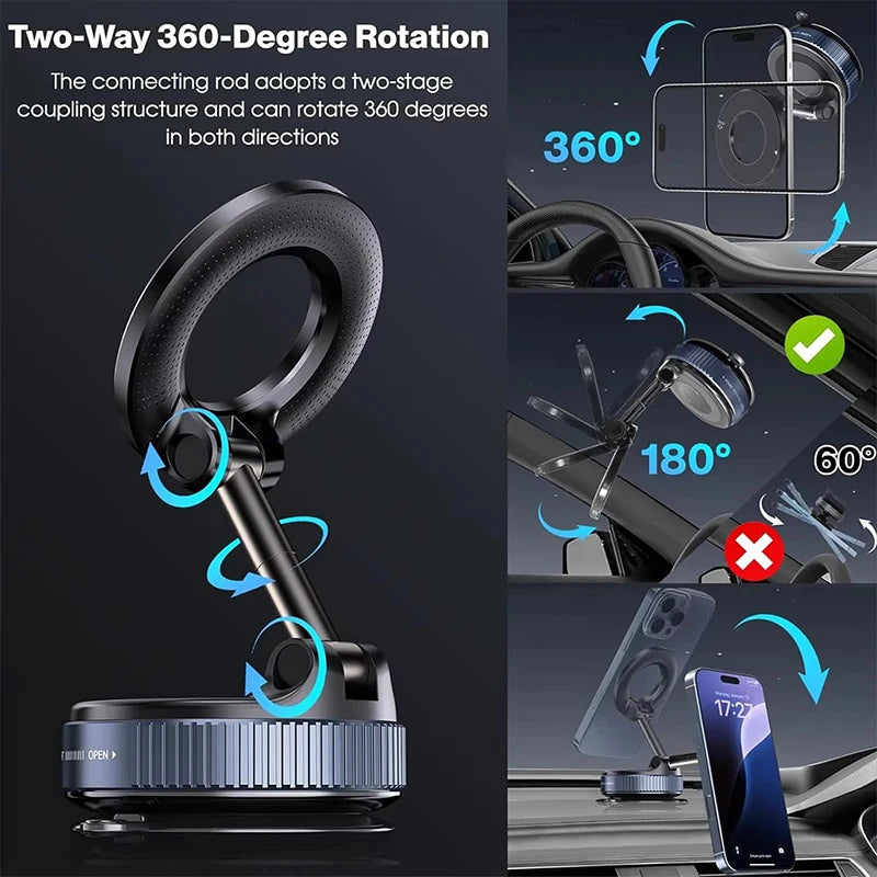 1 Pcs 360° Upgraded Adjustable&Foldable Magnetic Car Mobile Phone Holder Hollow Out Design Rotatable Zinc Alloy And ABS Material