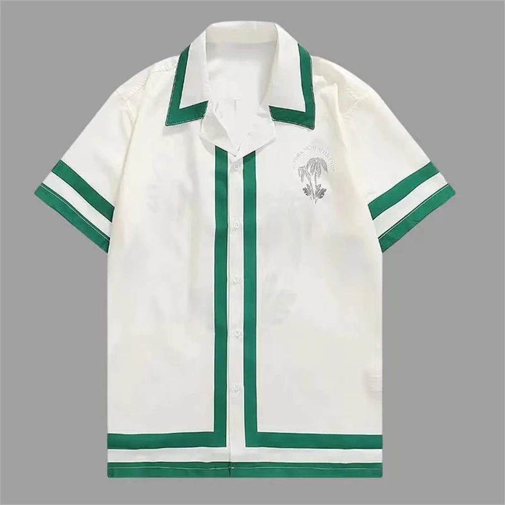 2025 Men's Short Sleeve Shirts Fashion Shirts Hawaiian Casual Comfortable Vacation Travel Oversized Tops camisa blanca hombre