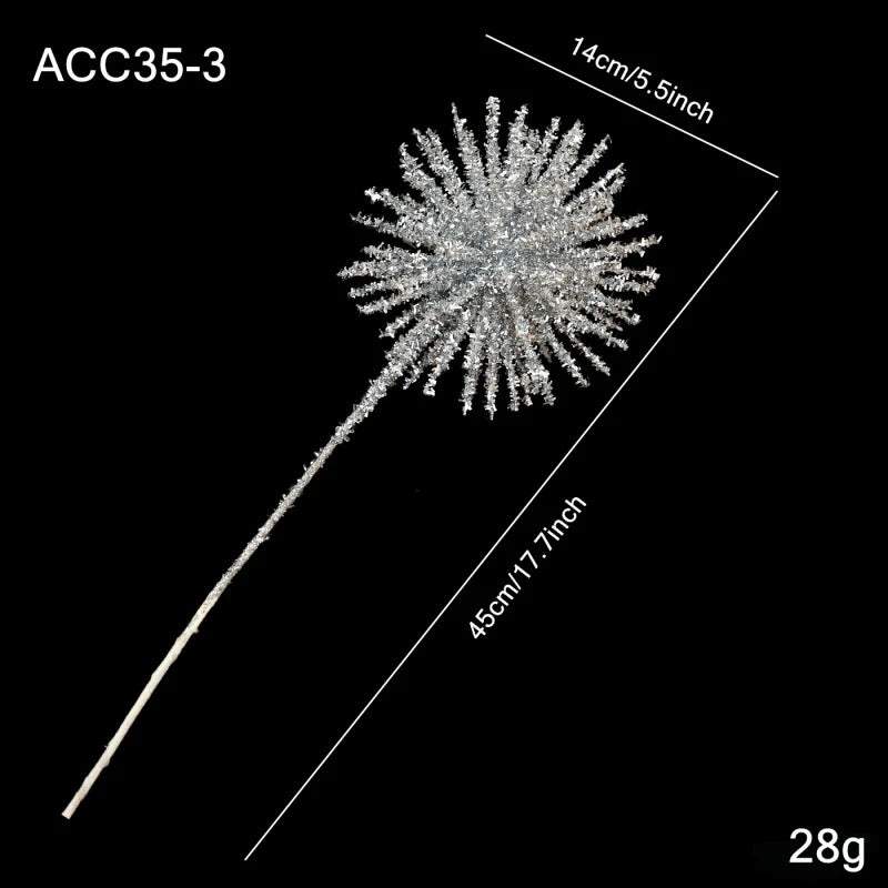 Plastic Christmas Artificial Flowers Glitter 50cm Xmas Decorative Flowers Simulated DIY Floral Arrangements