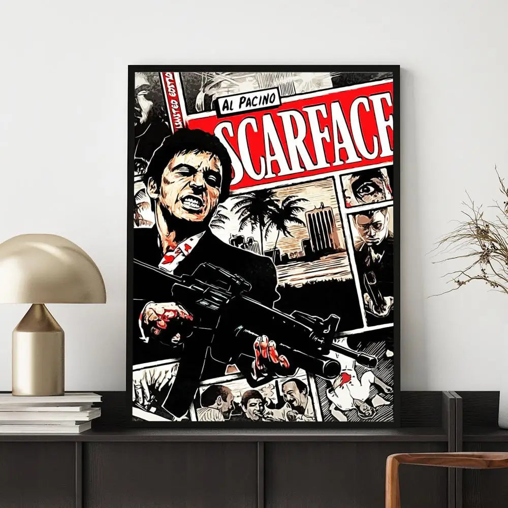 Movie S-Scarface Poster HD Versatile Waterproof Wall Decor Self Adhesive Perfect for Any Room & Ideal Gift