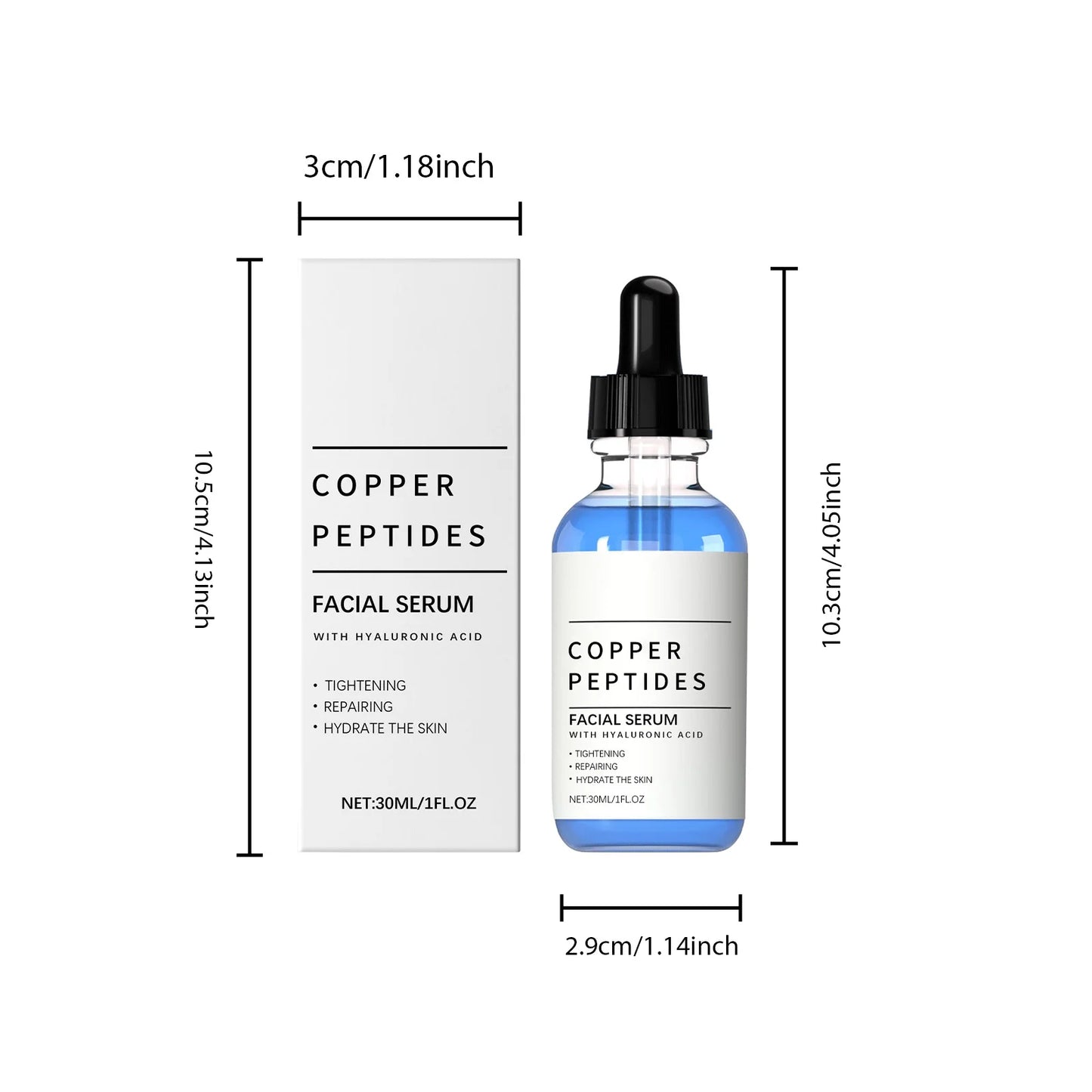 Copper Peptide Serum Hyaluronic Acid Tighten Skin Barrier Repair Deep Hydration Antioxidant Sensitive Dry Skin Face Serum 30ml
