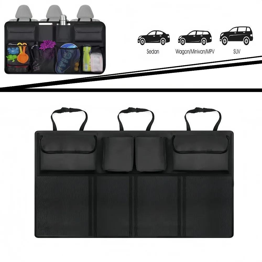 Car trunk storage bag SUV car seat back hanging bag Multi functional storage mesh bag Car interior storage items
