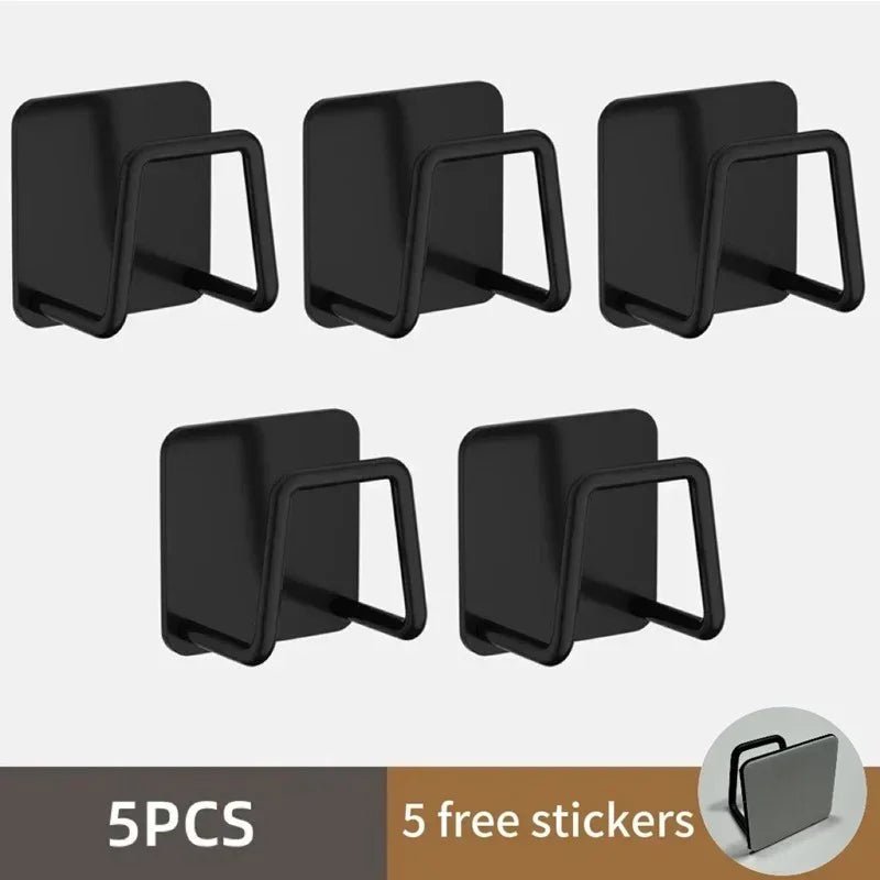 Multifunctional Kitchen Stainless Steel Sink Sponges Holder Self Adhesive Drain Drying Rack Kitchen Wall Hooks Accessories