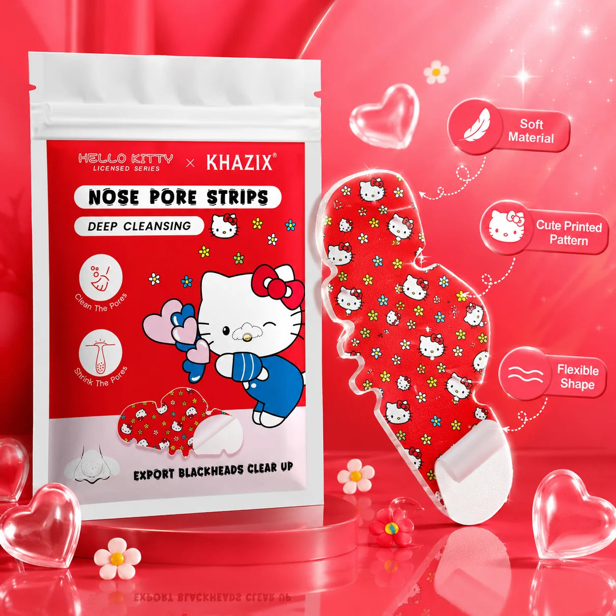 10pcs Hello Kitty Nose Pore Strips 10PCS Cute Cartoon Design Nose Stickers Kawaii Beauty Care Gift for Women