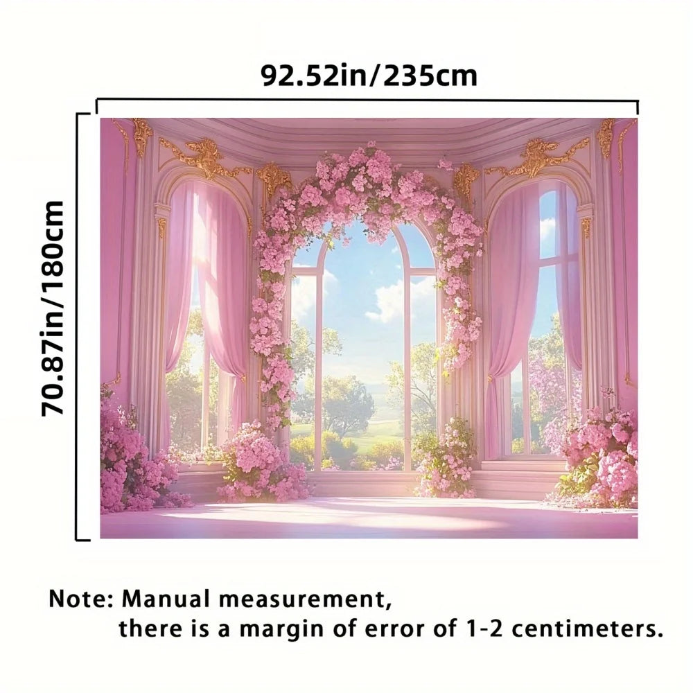 Spring Rose Polyester Fabric Background Wall - Elegant Flower Wedding Party Decoration