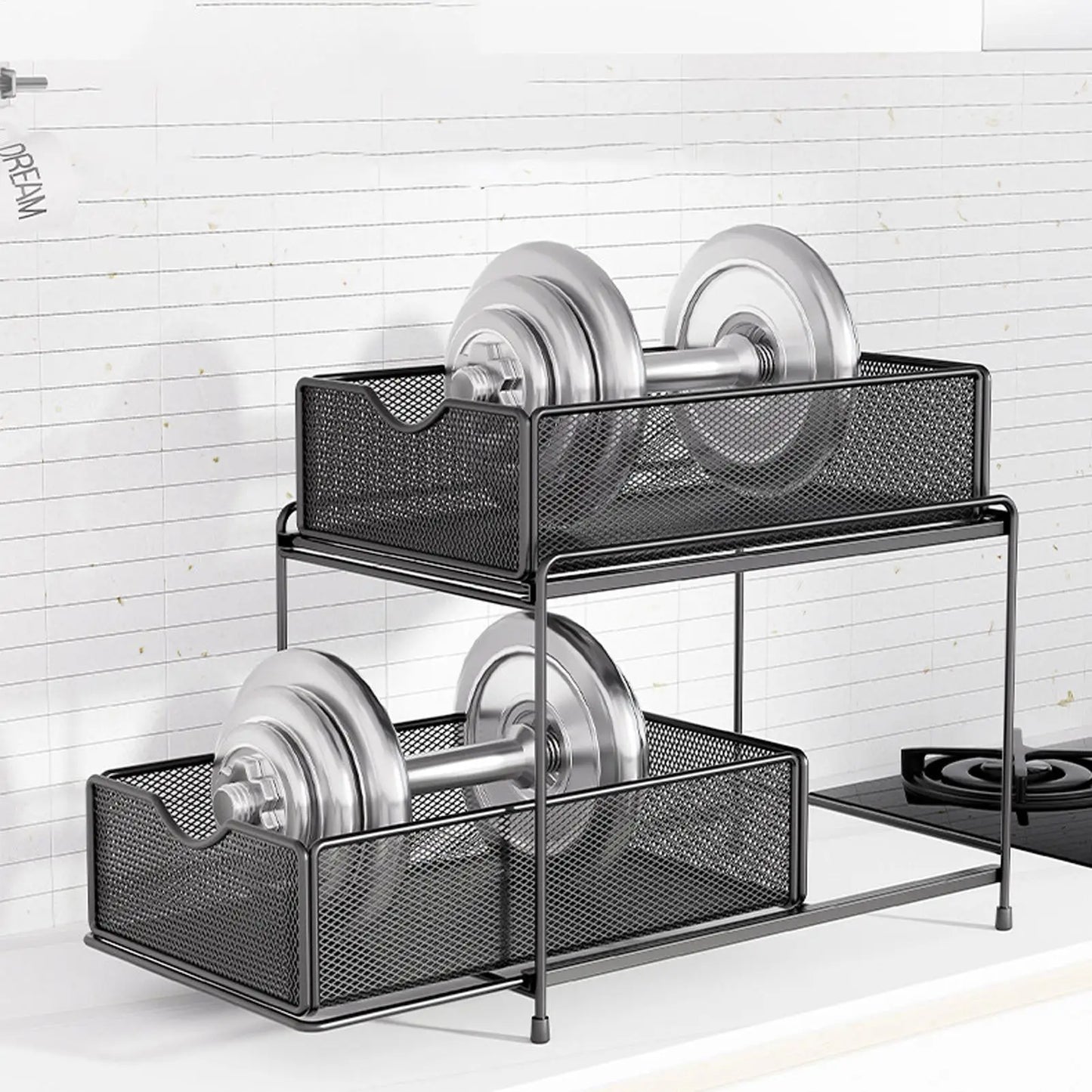 Under Sink Organizer and Storage Kitchen Organization Rack with Sliding Cabinet Drawers Multi-Purpose Storage Shelf Holder
