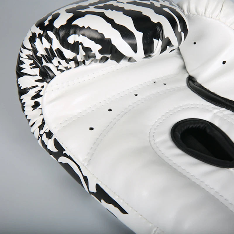 4-16OZ Boxing Sparring Gloves White Tiger Zebra Martial Arts MMA Gloves Wrist Support Sparring Fitness Kickboxing Punch Gloves