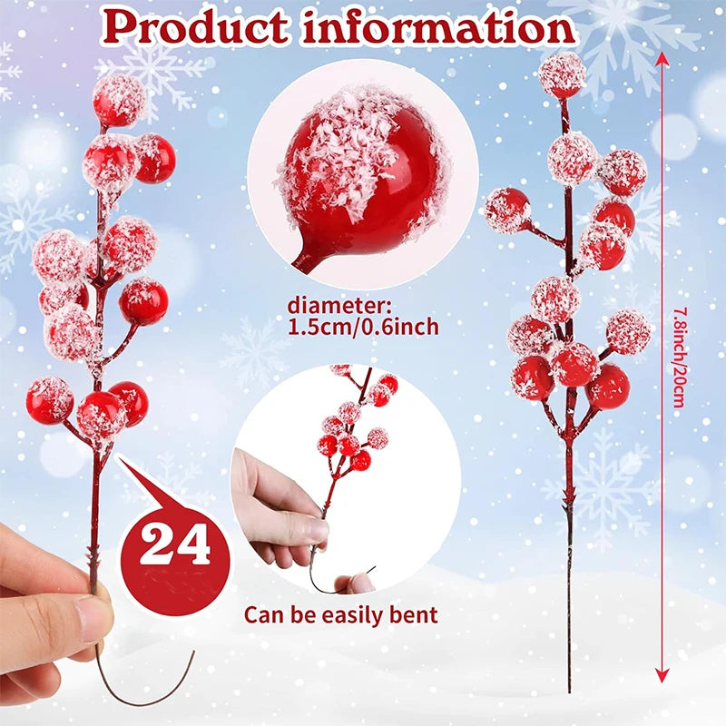 10/20Pcs Red White Berry Stems Merry Christmas Decoration Christmas Tree Ornament for Home Decor DIY Crafts 2026 New Year Gifts