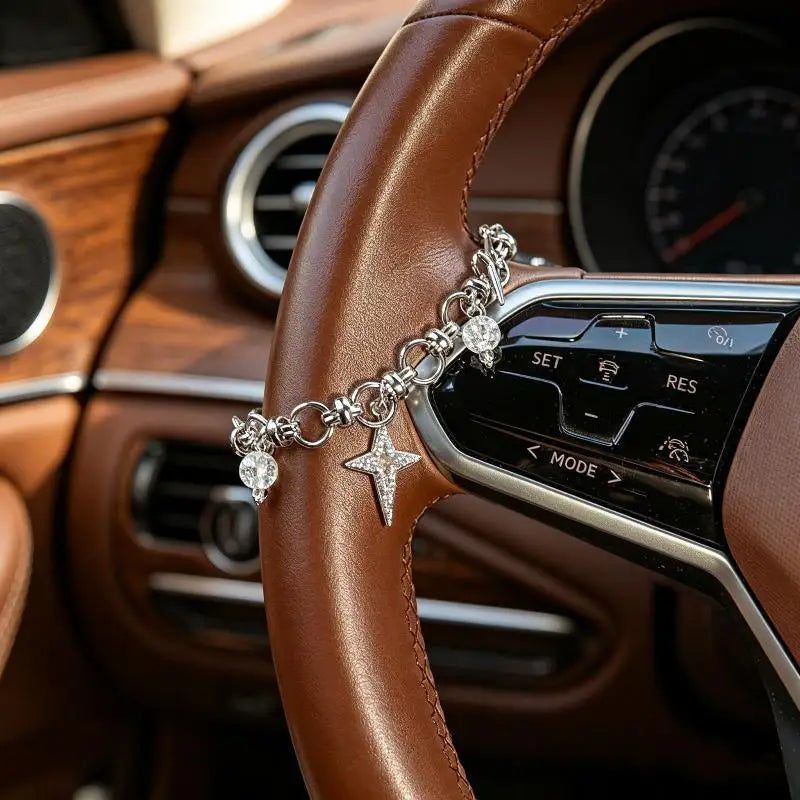 Car Pendant Rosary Ornament  Cross Steering Wheel Beads Decorative Faith Accessory for Auto Rearview Mirror
