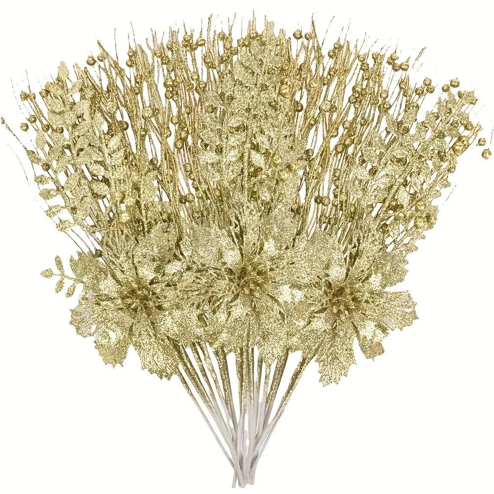 13Pcs Artificial Flowers Berry Bouquet Christmas Decoration Xmas Tree Ornaments for Home Room Decor New Year 2026 Gift Accessory