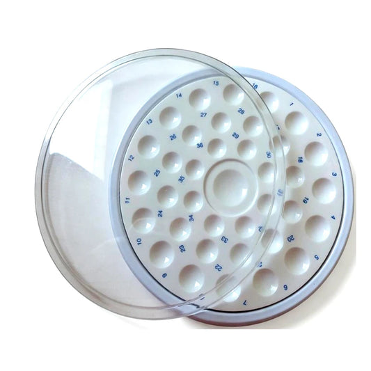 1 Set Dental/ Art Paint Porcelain Mixing Tray, 36-Hole Glazing Palette with Lid, Moisture-Retaining Mini Ceramic Mixing Tray