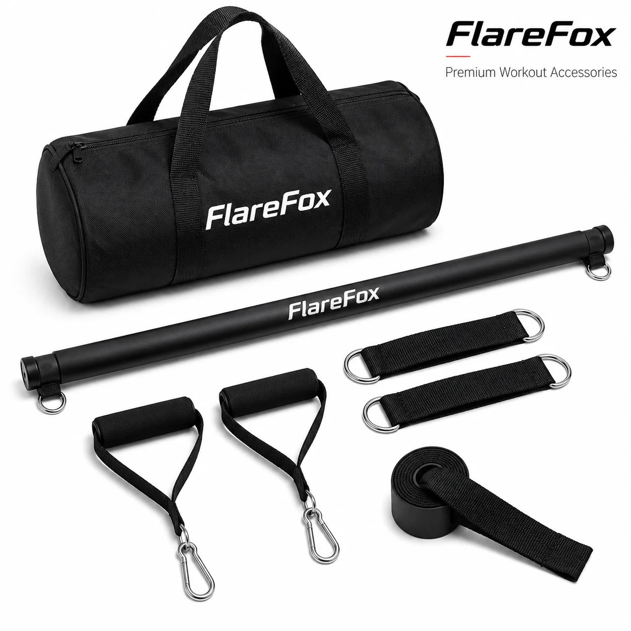 FlareFox Adjustable Multi Resistance Bands Push-pull Rod Pull-Up Assist Strap Strength Training Home Gym Equipment Workout Kit