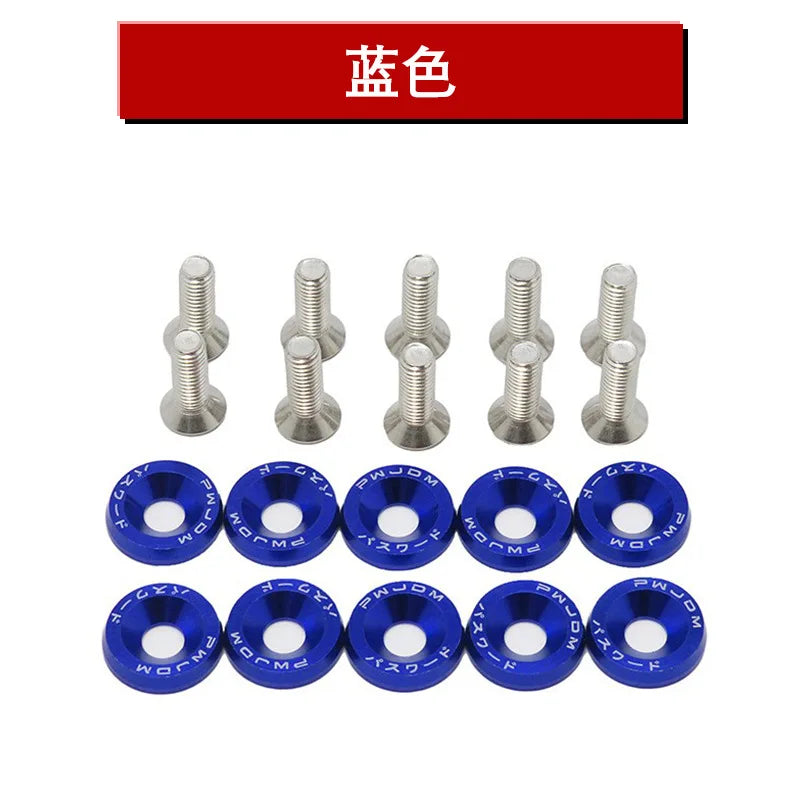 10PCS M6 JDM Car Modified Hex Fasteners Fender Washer Bumper Engine Concave Screws Fender Washer License Plate Bolts Car styling