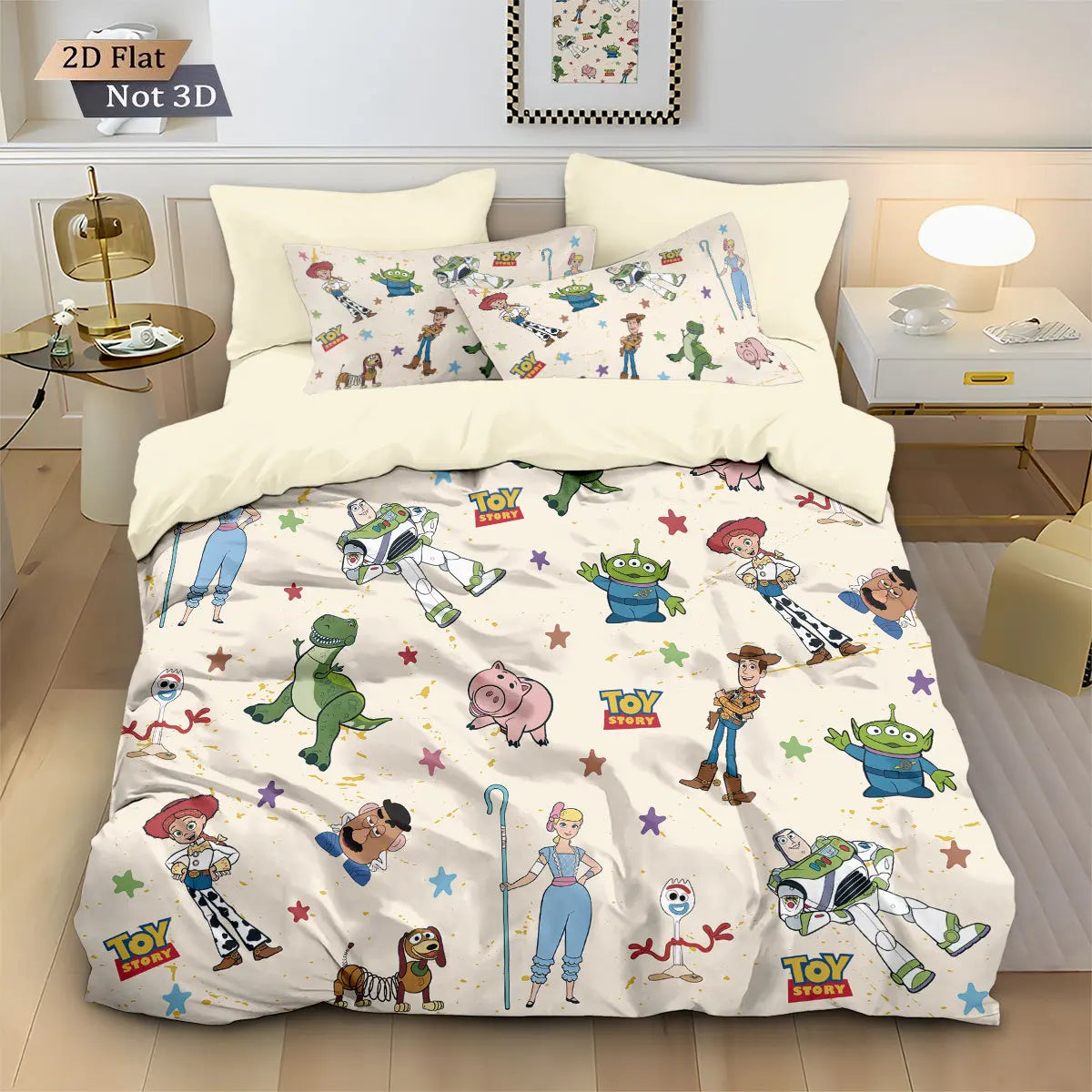 Story Animation Boy Quilt Cover Set 2-Piece, 3D Printed Bedding Set With Zipper and Pillowcases 75*50cm for Teens And Adults