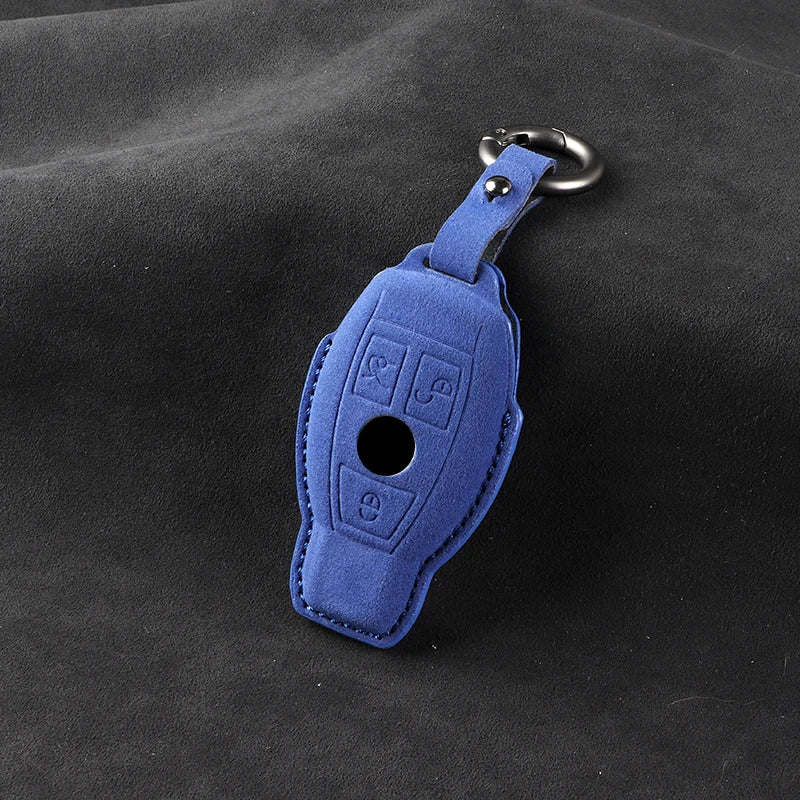 leather Suede Car Key Case Cover Shell For Mercedes Benz A B C E S G Class W204 W205 W212 W213 W176 W177 GLC CLA AMG Accessories