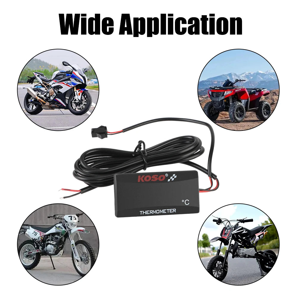 Motorcycle Thermometer With Sensors 12V Water Tank Retrofit Temperature Meter 0~120°C Monitor Red Blue Indicator Warning