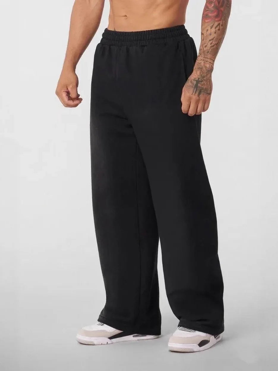 Men's Summer Sweatpants 6 Colors Wide Leg Sports Pants Comfortable Drawstring Elastic Waist Casual Gym Joggers Daily Streetwear