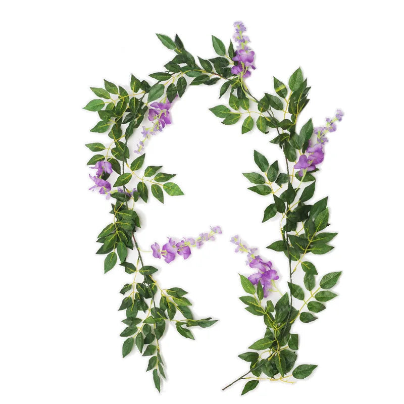 7ft 2m Flower String Artificial Wisteria Vine Garland Plants Foliage Outdoor Home Trailing Flower Fake Flower Hanging Wall Decor