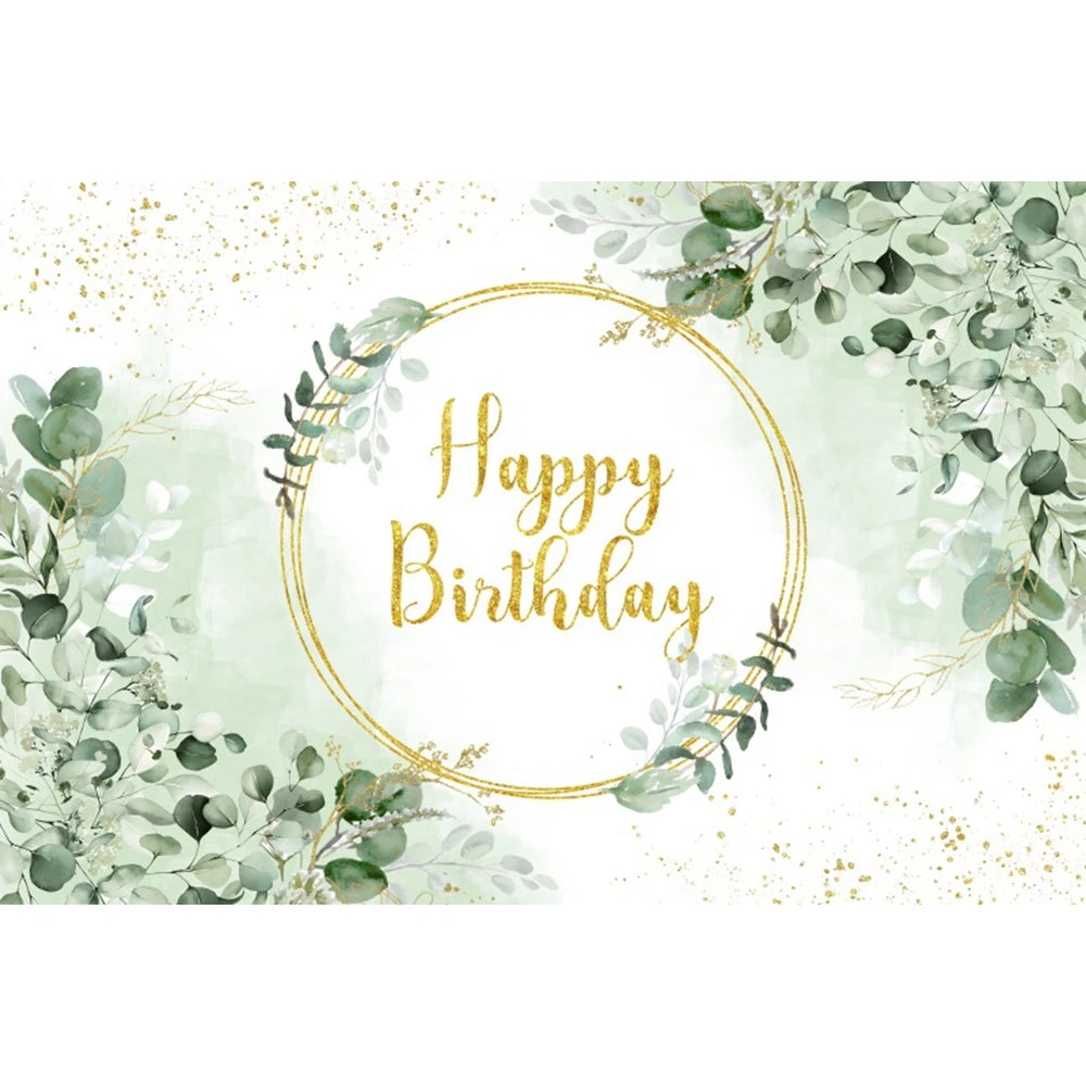 Happy Birthday Backdrop Gold Frame Frame Flower Butterfly Baby Shower Adult Anniversary Birthday Party Photography Background