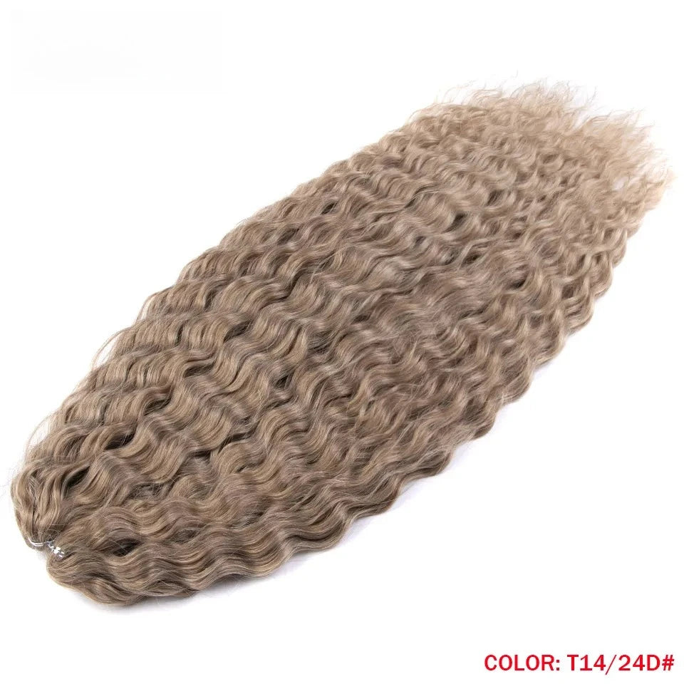 LOVE ME 22 Inch 300g/3pcs Ariel Curl Hair Water Wave Twist Crochet Hair Synthetic Ombre Rainbow Color Braiding Hair Extensions