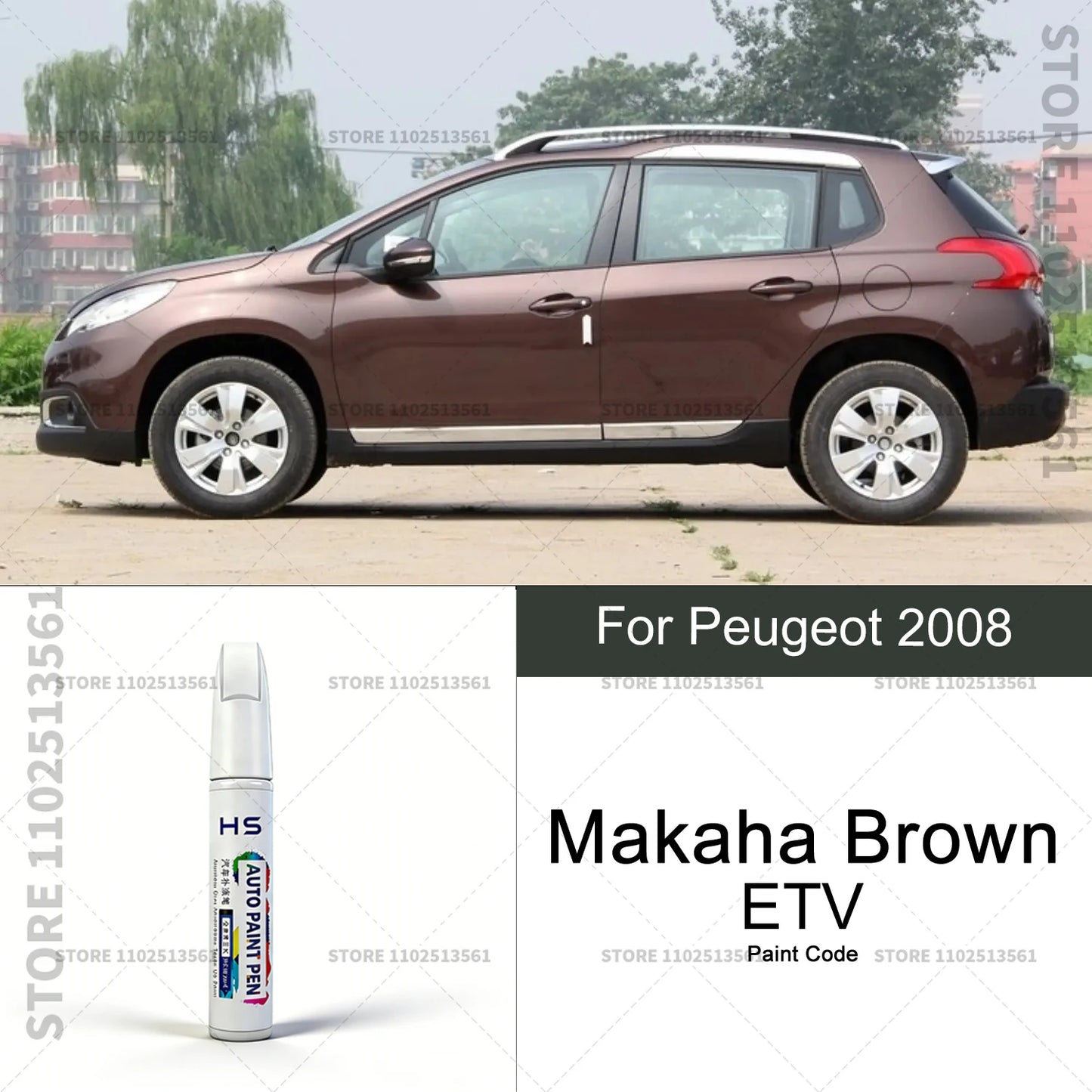 For Peugeot 2008 Touch Up Paint Pen Car Paint Scratch Repair Tool White Orange Tourmaline Phantom Red Scented White Makaha Brown