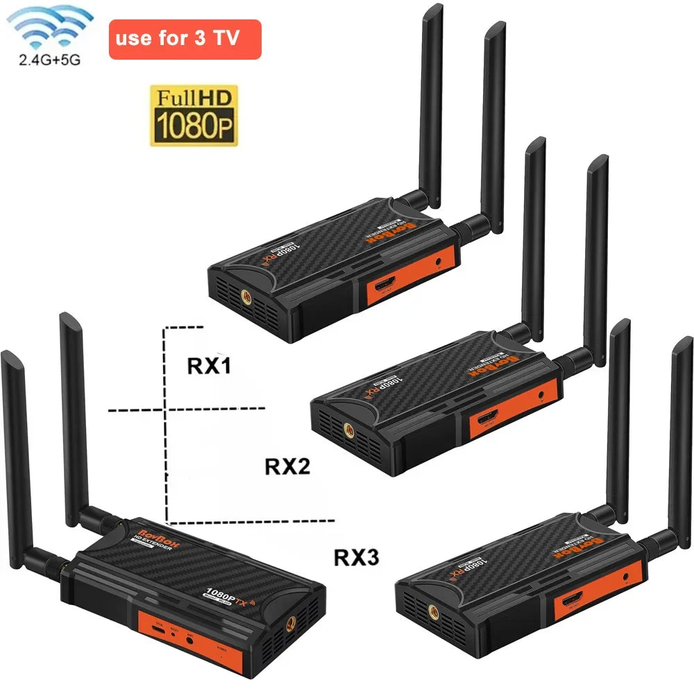 200m Wireless Extender 1 2 3 4 Screen Share 250m Wireless HDMI Video Transmitter and Receiver for STB Camera PS4 Laptop PC To TV