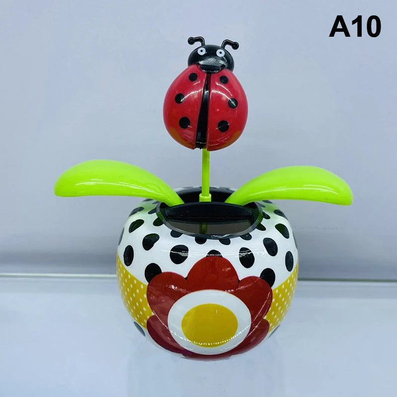 Car Ornament Solar Apple Flower Automatic Swing Sun Flower Bee Butterfly Love Beetle Car Decoration Accessories