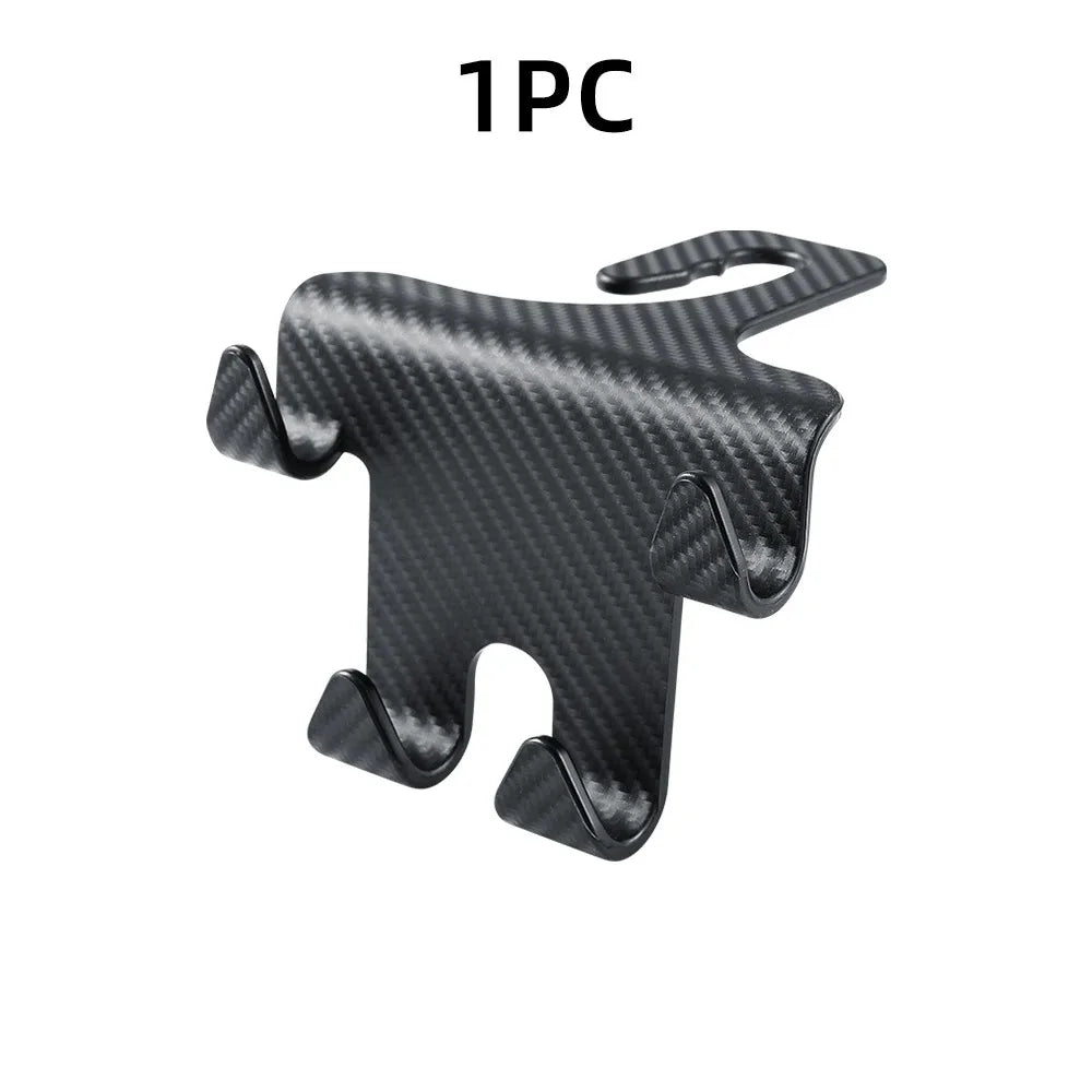Car Seat Headrest Hook Carbon Fiber Mobile Phone Holder Car Vehicle Universal Holder Handbag Purse Coat Car Interior Accessories