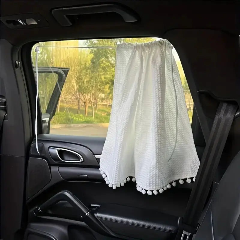 Car Sunshade Curtain, Fresh Style, Sun-Blocking Curtain for Sedan, Suction Cup Type, In-Car Sun Protection and Heat Insulation