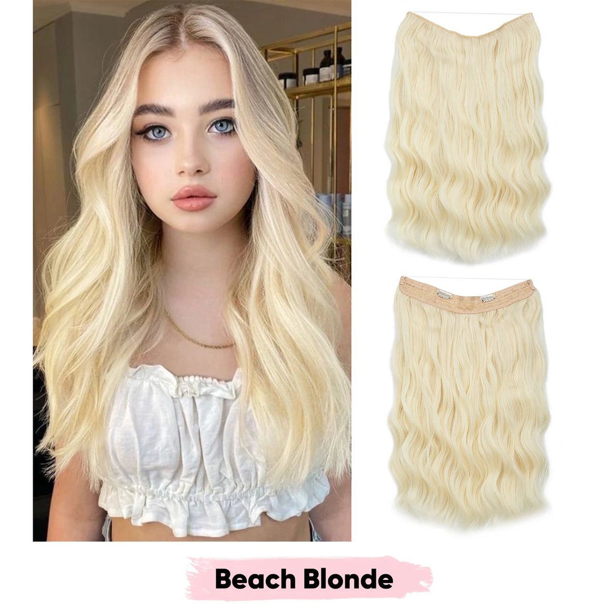 SARLA Synthetic Wave Invisible Wire Clip in Hair Extensions Fish Line With Clips Hairpiece Ombre Fake Hair Piece For Woman