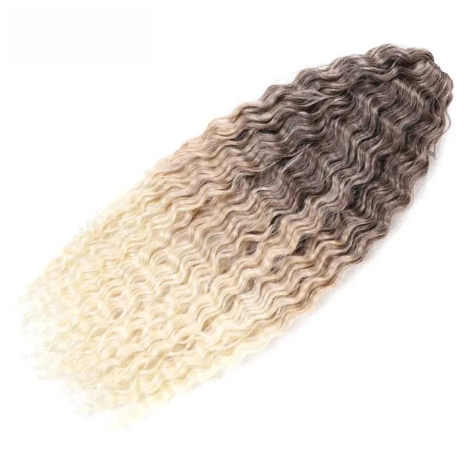 LOVE ME 22 Inch 300g/3pcs Ariel Curl Hair Water Wave Twist Crochet Hair Synthetic Ombre Rainbow Color Braiding Hair Extensions