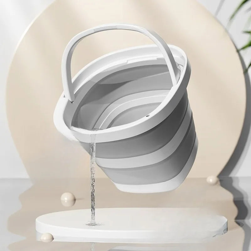 Folding bucket household large-capacity portable foldable plastic shrink bucket with handle student dormitory foot bath bucket
