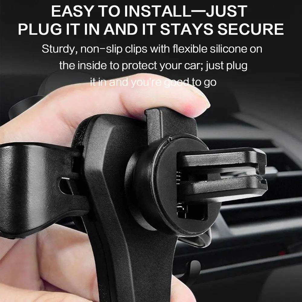 Heavy Duty Gravity Car Phone Mount with Air Vent Clip Shockproof Anti Shake Universal Mobile Phone Holder Car Stand for Samsung Android and Other Smartphones One Hand Operation Easy Mount Release and Use