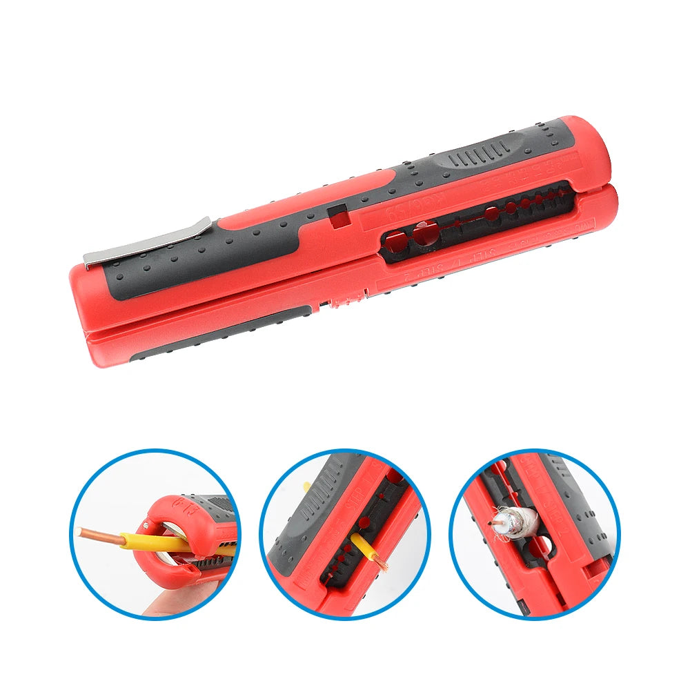1pcs Electrical Wire Stripper Pen Rotary Coax Coaxial Cable Wire Pen Cutterl Round Grip Spring Lever Network Cable  Stripper