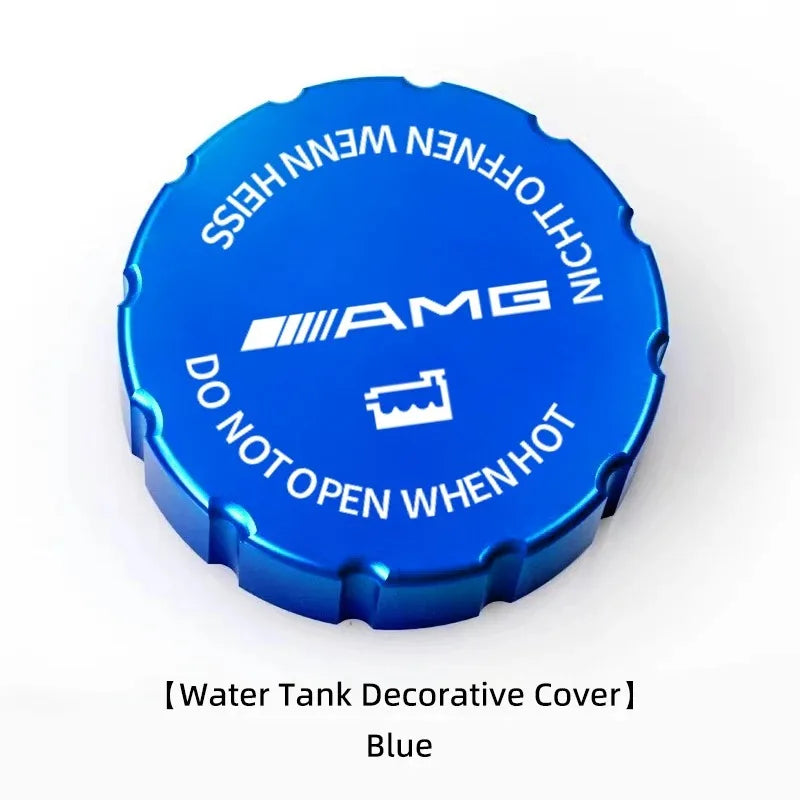 Universal Fit Aluminum Alloy Car Water Tank Cap for Mercedes Benz AMG Models with Decorative Sticker Compatible with W204 W205 W