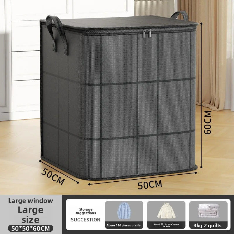 Foldable Clothes Storage Bag Large Capacity Organizer With Handle And Double Zipper For Bedding Moving Travel Under Bed Storage