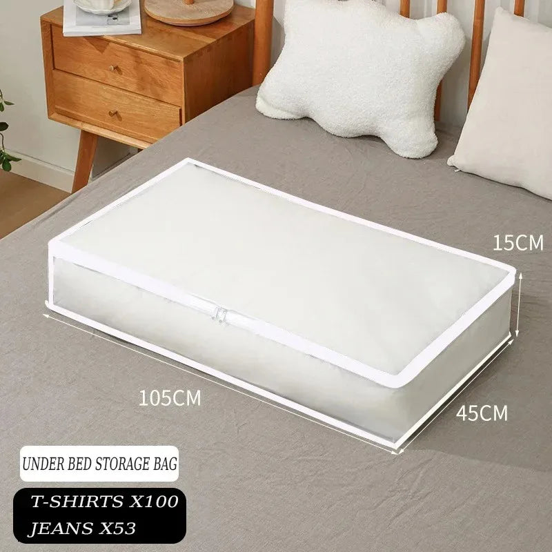 1-2Pcs Underbed Storage Bag Foldable Large Capacity Waterproof Dustproof Clothes Quilt Blanket Wardrobe Closet Organizer