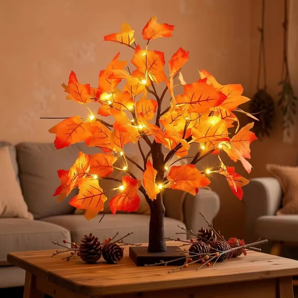 1pc 24 LED Artificial Black Birch Tree Light DIY Branches Table Lamp For Fall Gifts Home Bedroom Holiday Party Halloween Decor