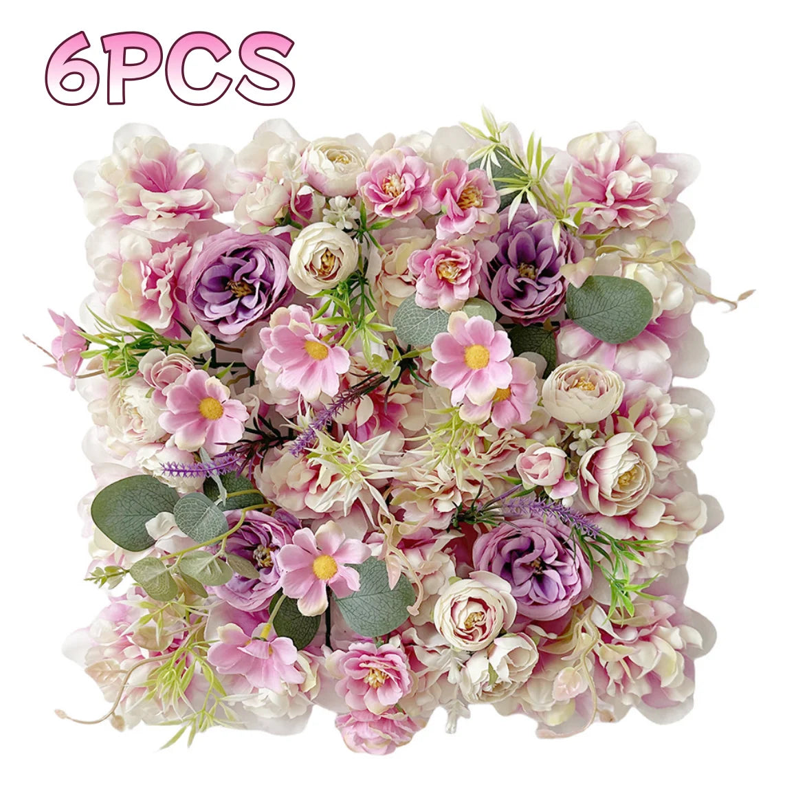 6Pcs Flower Wall Panels 3D Artificial Rose Wall Backdrop for Wedding Bridal Shower Party Photo Photography Background Decor