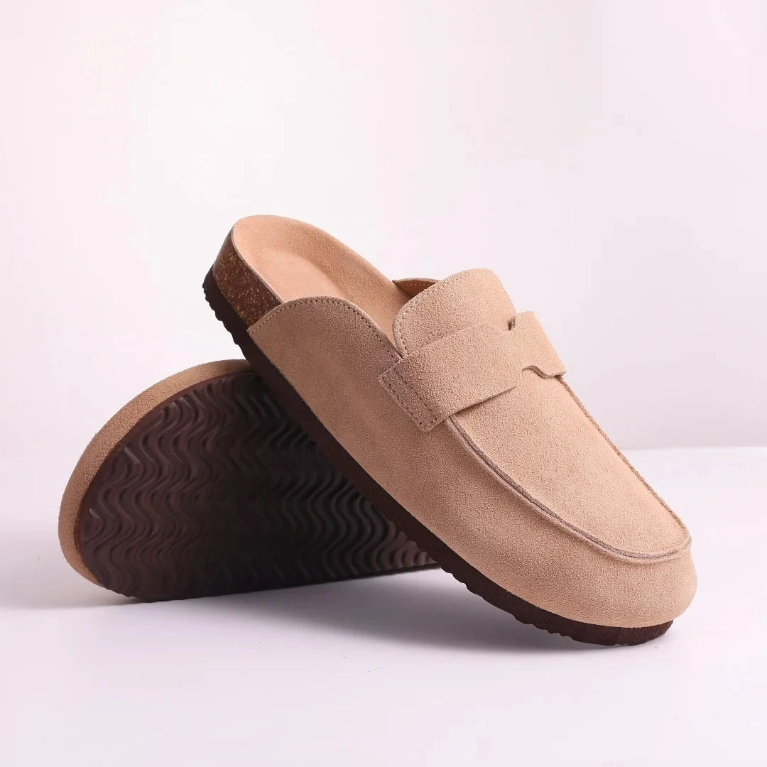 Crestar Cork Suede Mules Slippers For Women Fashion Men Clogs Shoes Classic Cork Antislip Outdoor Slippers With Arch Support