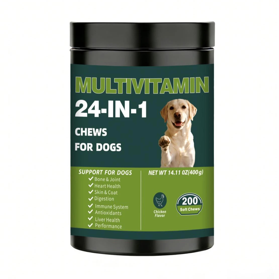 24-in-1 Dog Multivitamins Chew 200 Count Dog Vitamins Supplements with Glucosamine Chondroitin Probioticos Intestinales Omega-3