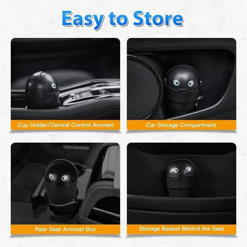 Universal Car Trash Can Auto Organizer Storage Box with Swing Lid Cute Mini Automotive Leakproof Vehicle Trash Bin for Car